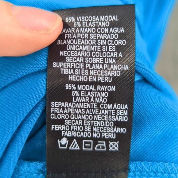 Tahari Hava Dress Large Blue Resort Coastal Faux Wrap Beach Vacation Stretchy - Picture 11 of 11